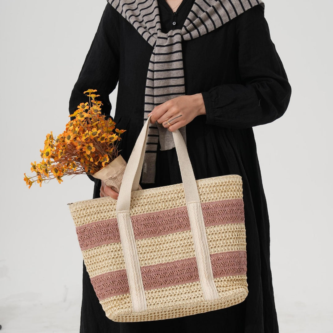 Handcrafted beach bag with distinctive striped design Bowlift