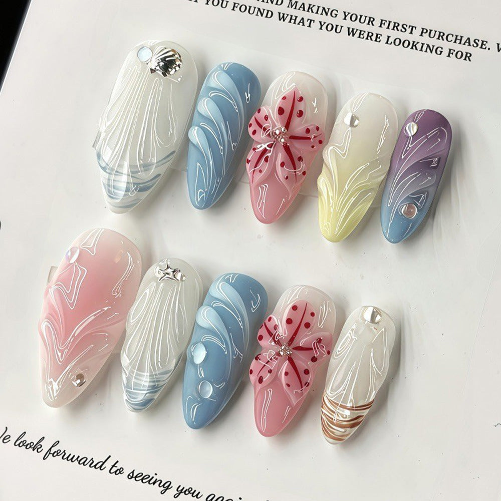 Artificial Nail Set with Floral 3D Design Bowlift