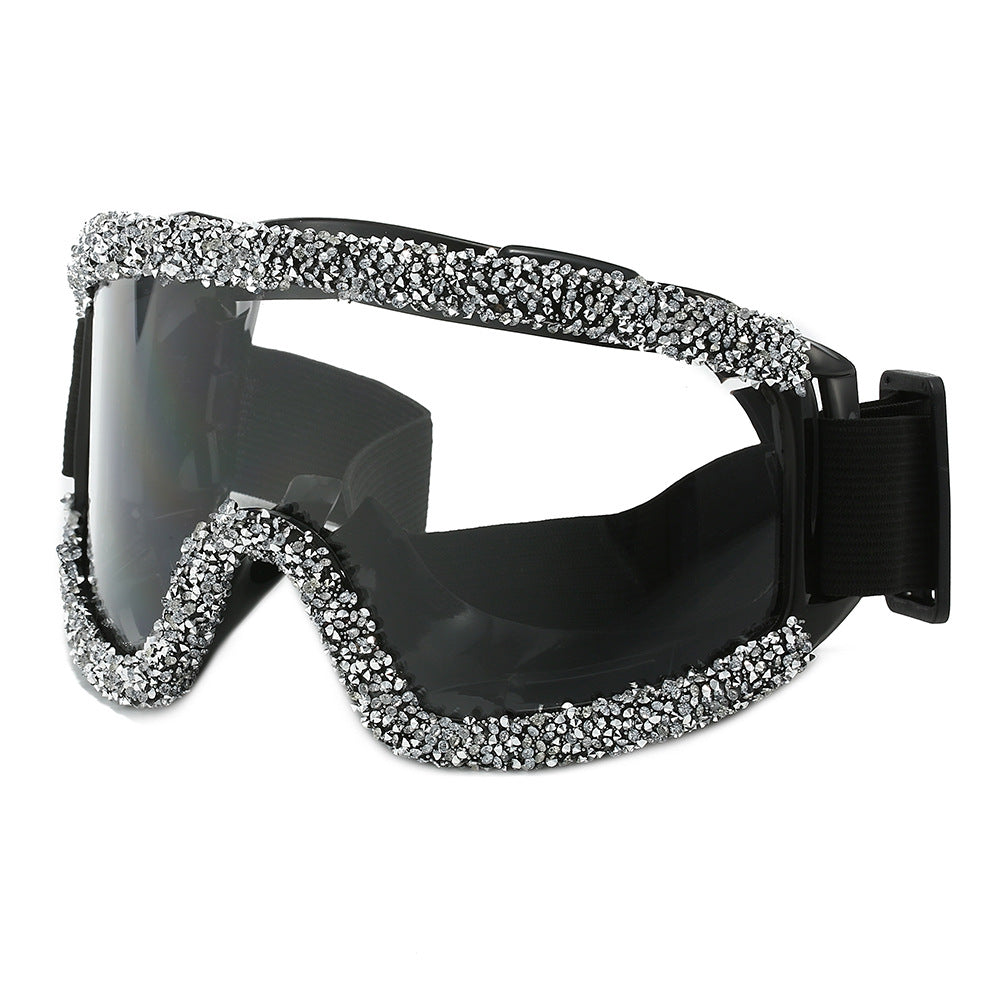 Women's glamorous ski goggles with sparkling decorative frame Bowlift