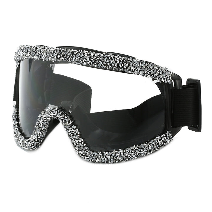 Women's glamorous ski goggles with sparkling decorative frame Bowlift