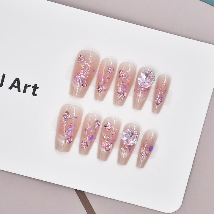 Decorative Floral Press-On Nails Bowlift