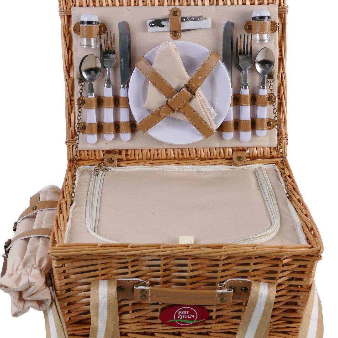 Women's picnic basket with comprehensive dish set and stylish details Bowlift