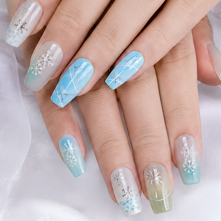 Festive Snowflake Press-On Nail Art Bowlift
