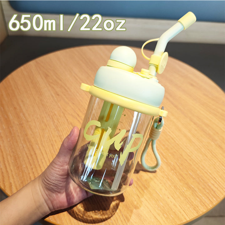 Women's drinking cup with safety lid and straw Bowlift