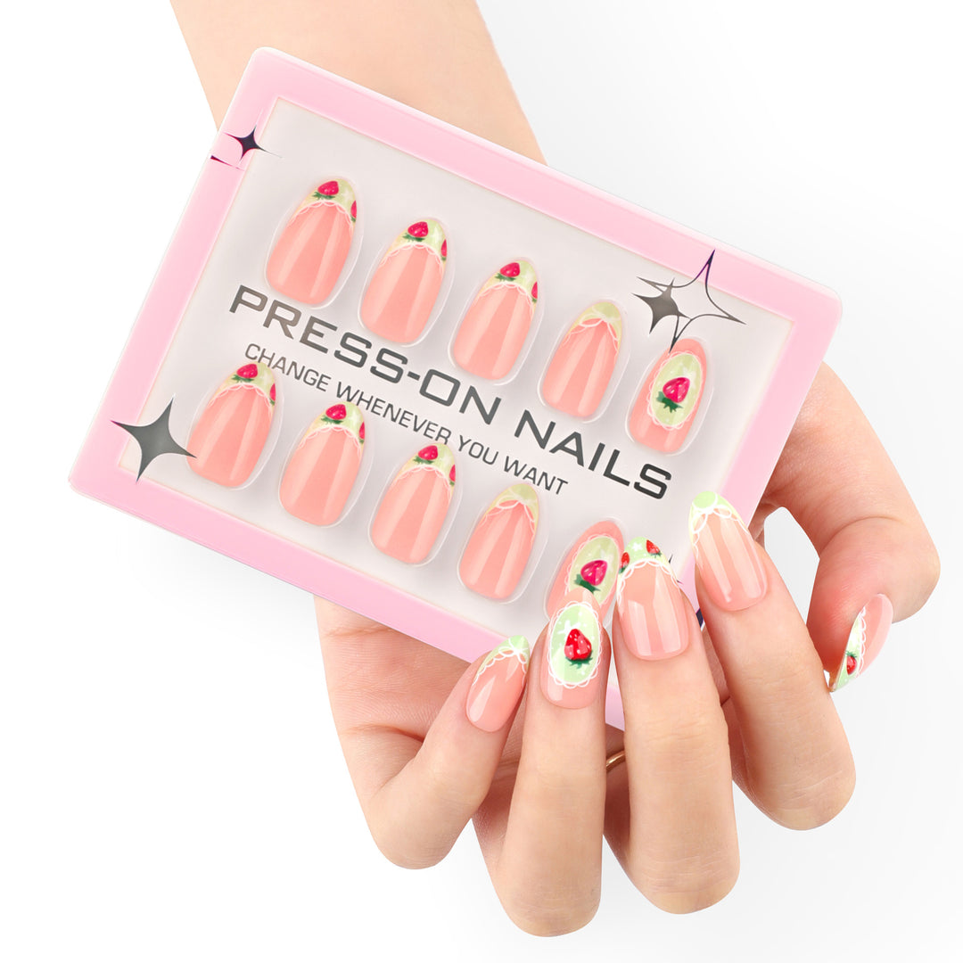 Artificial Press-On Nails with Floral Design Bowlift