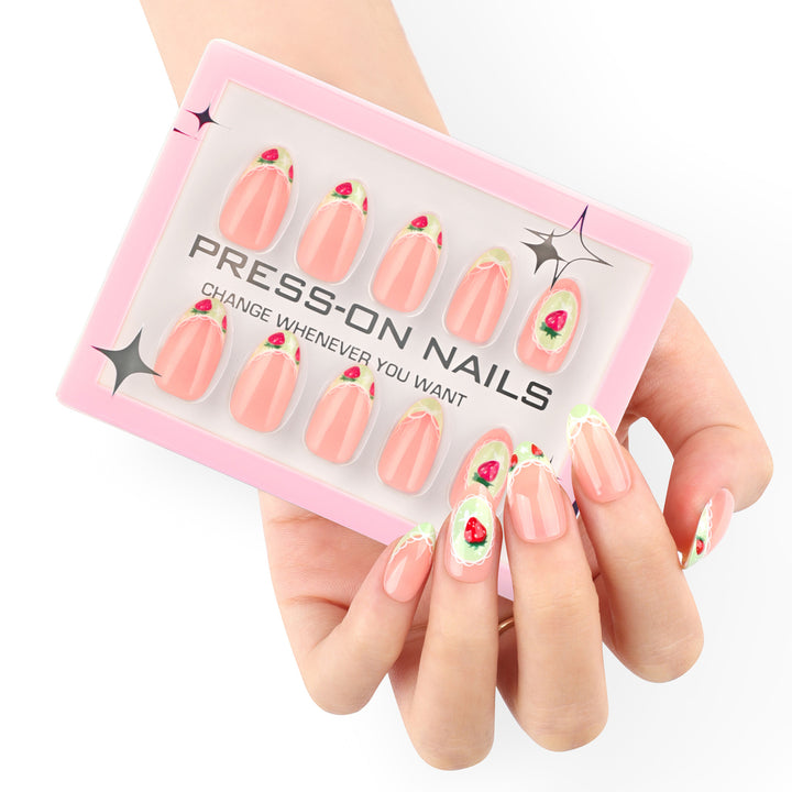 Artificial Press-On Nails with Floral Design Bowlift