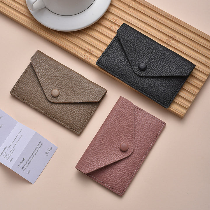 Compact Textured Leather Cardholder Bowlift