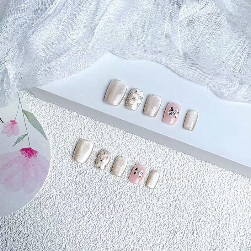 Elegant French Tip Press-On Nails Bowlift