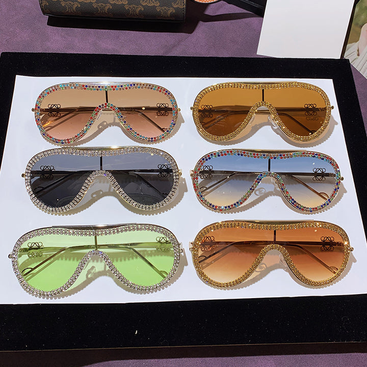 Women's Glamorous Oversized Sunglasses with Rhinestone Accents Bowlift