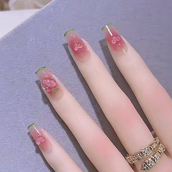 Stylish heart and ombre design artificial nails Bowlift