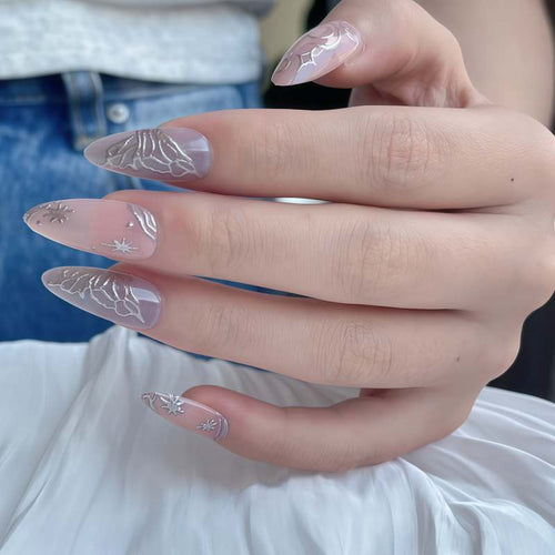 Decorative Galaxy-Inspired Press-On Nail Art Bowlift