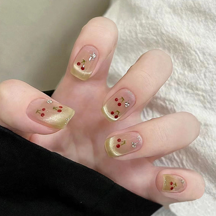 Artificial nails with cherry motif Bowlift