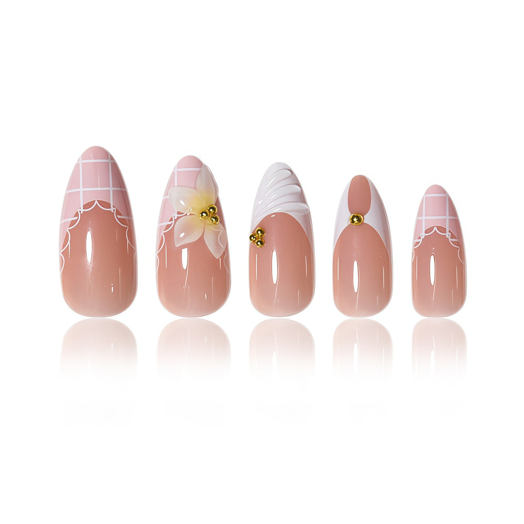 Elegant Floral Design Nail Extensions Bowlift
