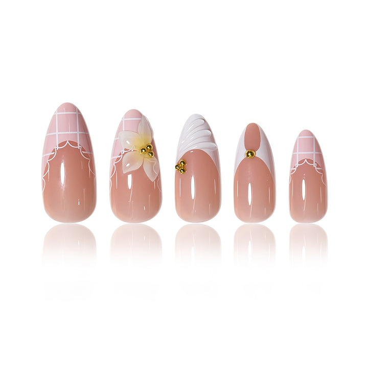 Elegant Floral Design Nail Extensions Bowlift