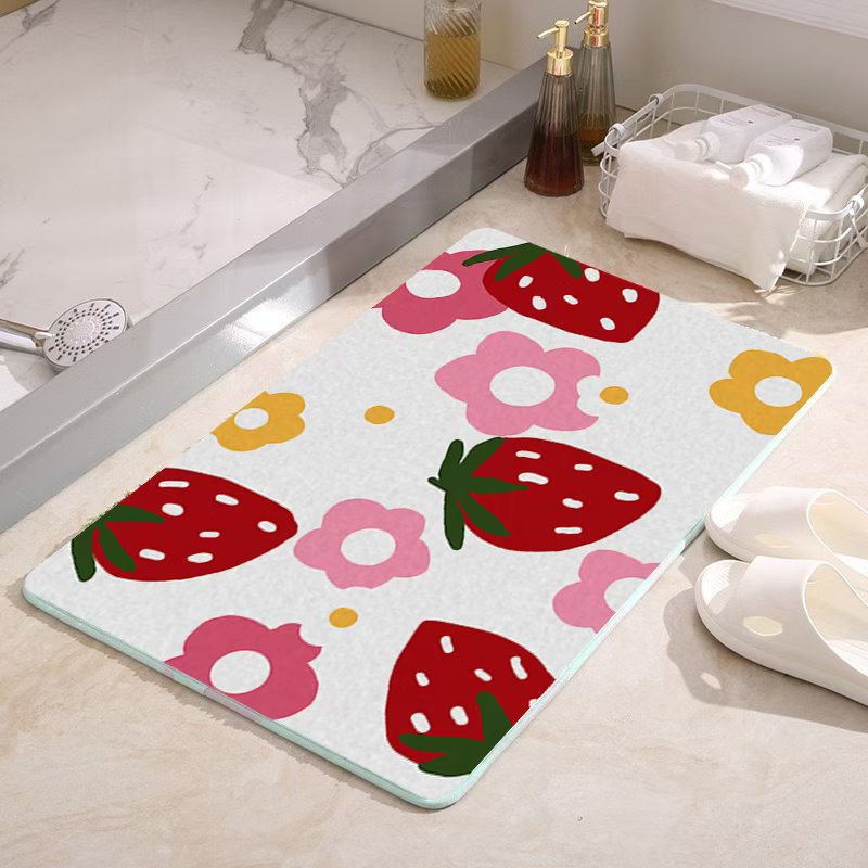 Flower design plush bath mat