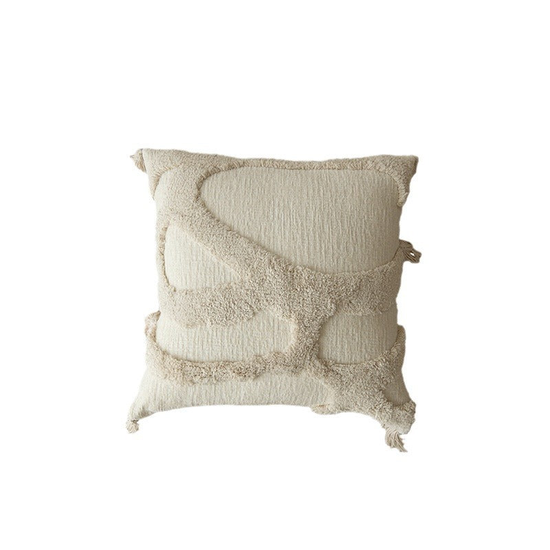 Decorative Tufted Square Throw Pillow with Tassel Corners Bowlift