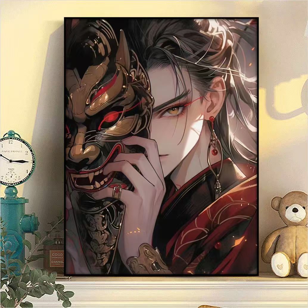 Dramatic Fantasy Mask Illustration Canvas Art Bowlift