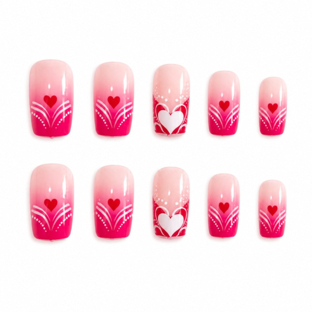 Artificial nails with romantic heart and flower pattern Bowlift