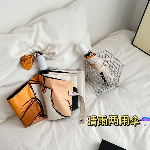 Women's Folding Umbrella with Creative Design and Practical Carrying Bag Bowlift