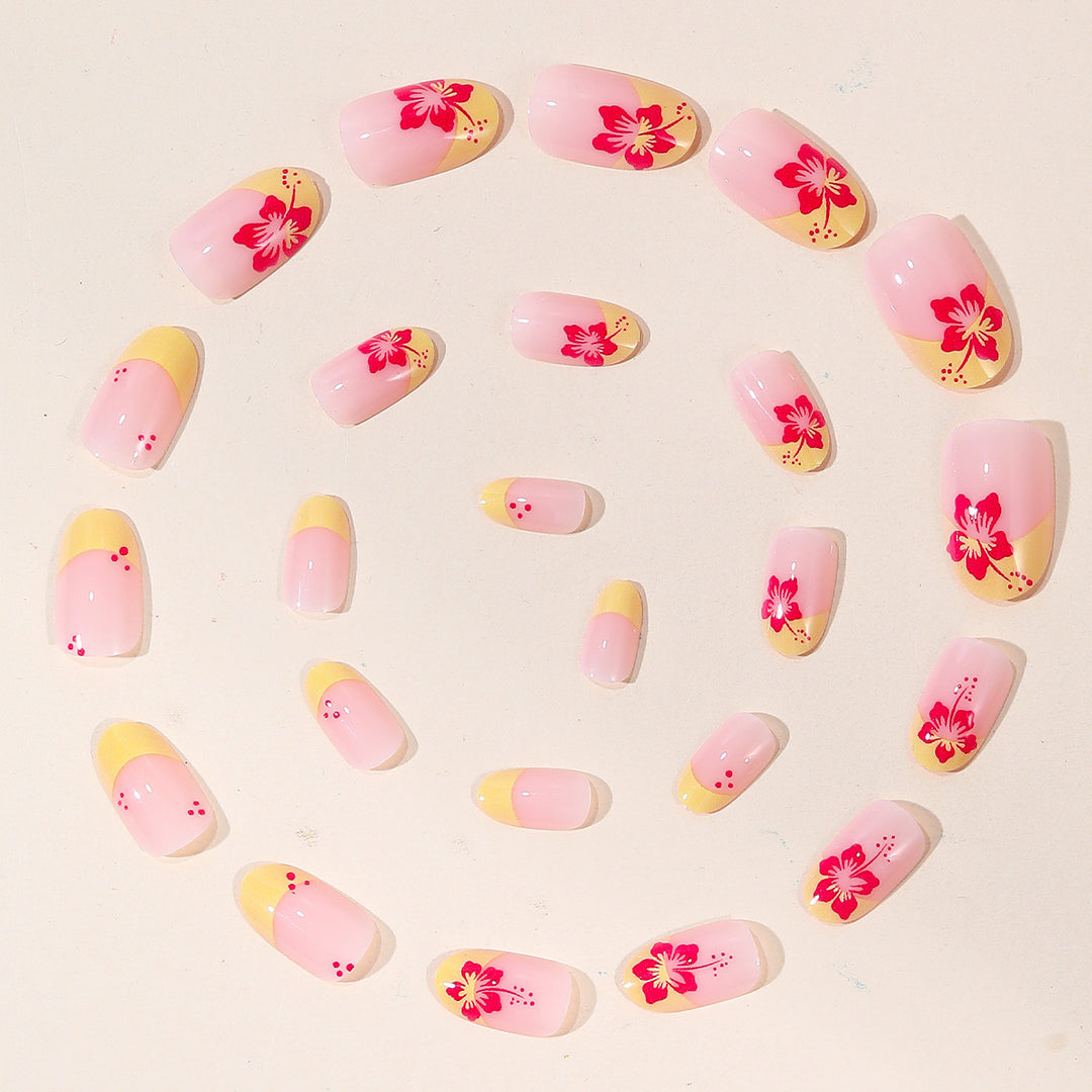 Floral French Tip Nail Art Bowlift