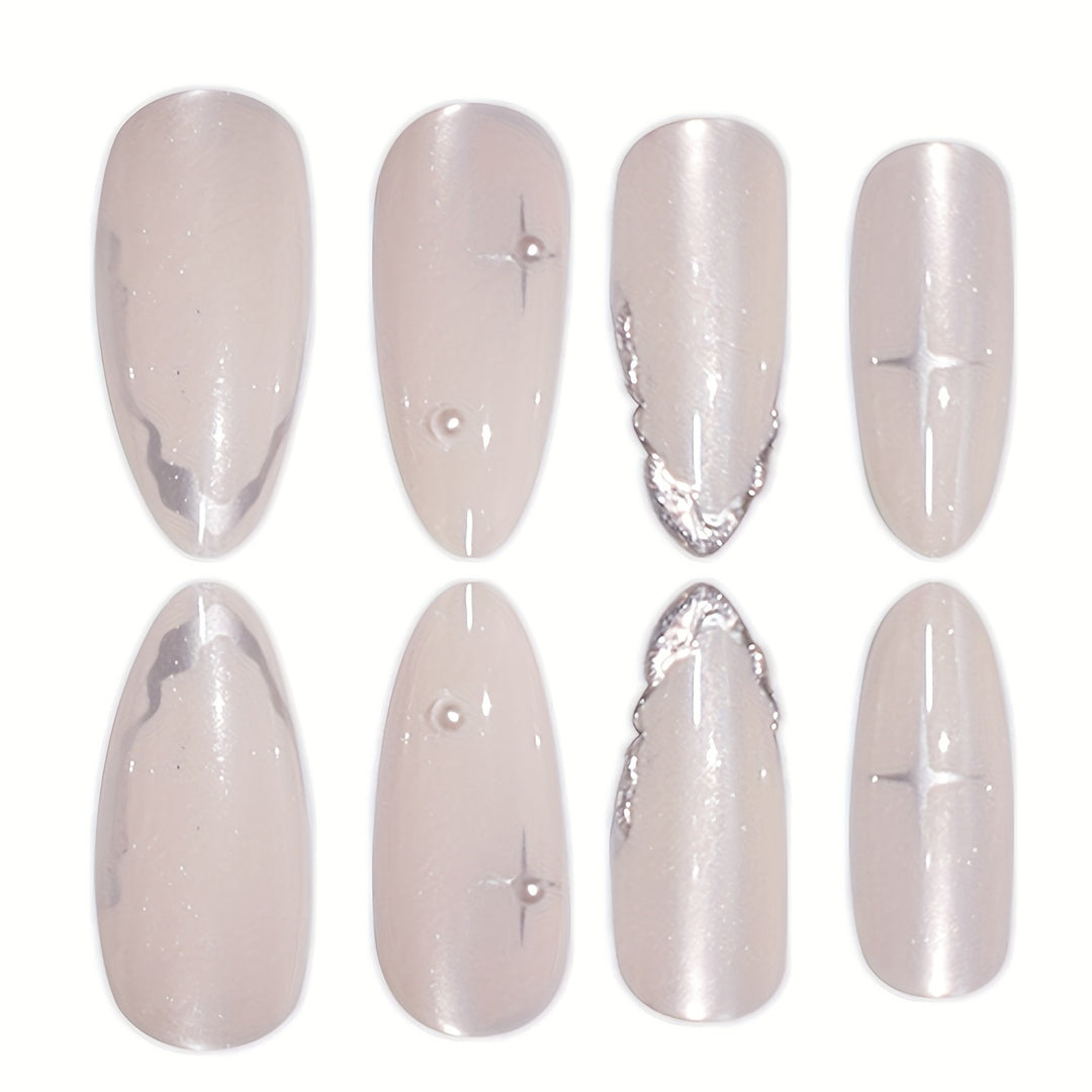 Elegant Press-On Nail Art with Floral Accents Bowlift