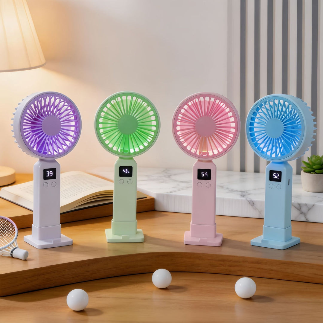 Women Portable Mini Fan with Digital Control Bowlift