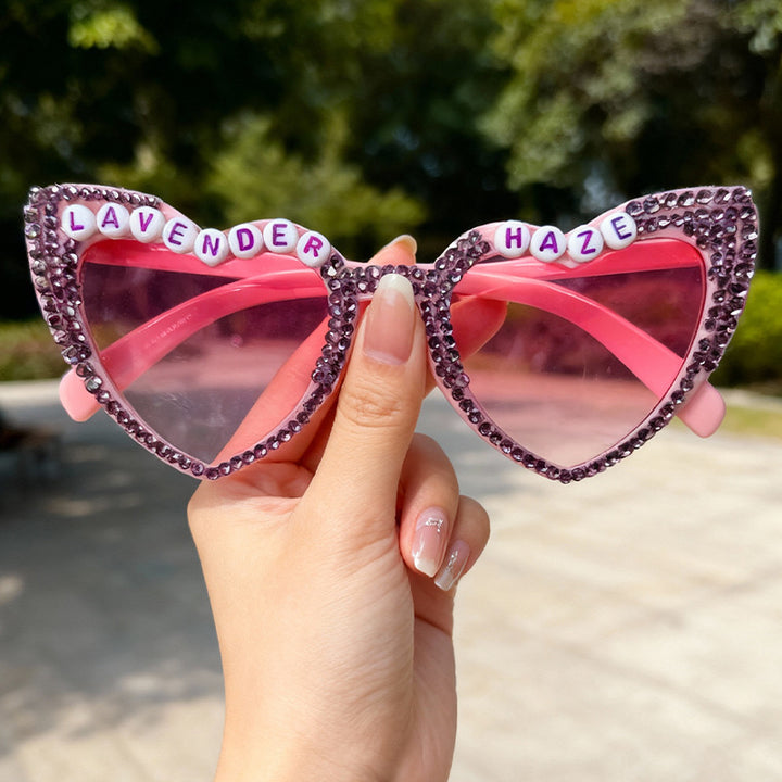 Heart-Frame Rhinestone Sunglasses Bowlift