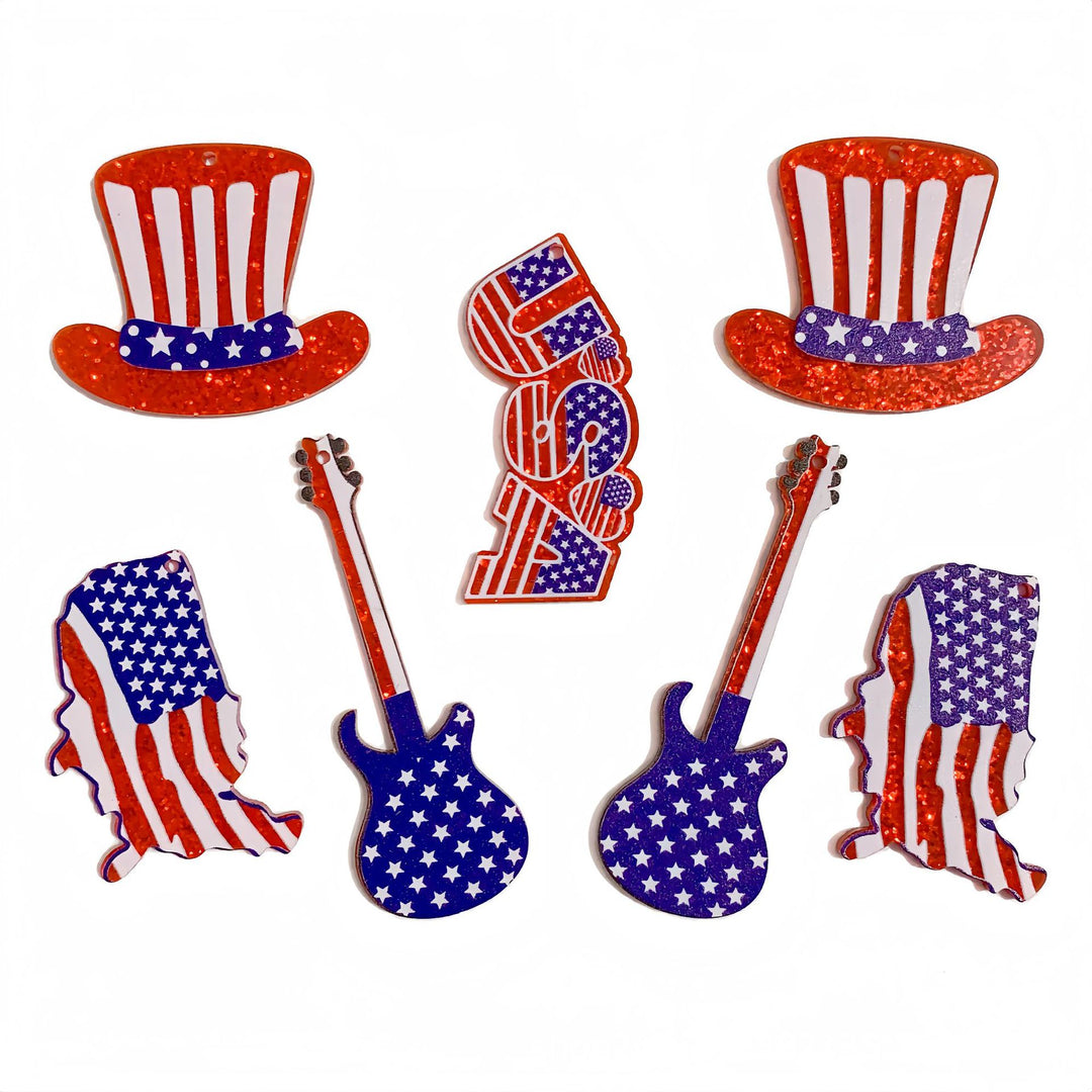 Unisex nan heart-shaped USA flag pendant acrylic with hole Bowlift