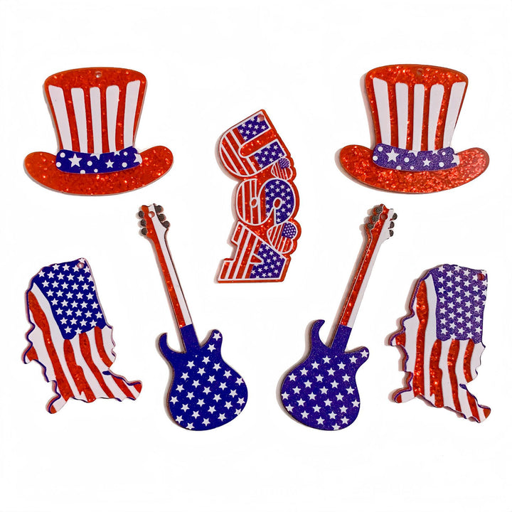 Unisex nan heart-shaped USA flag pendant acrylic with hole Bowlift