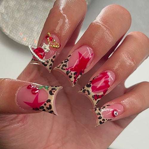 Artistic Leopard Print Press-On Nail Extensions Bowlift
