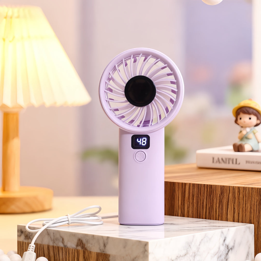 Women Portable Hand Fan with Digital Control and USB Connection Bowlift