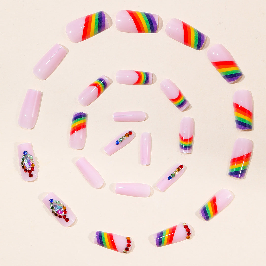 Glamorous Rainbow-Inspired Nail Art Extensions Bowlift