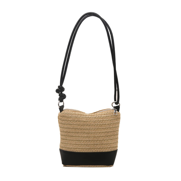 Woven Straw and Leather Crossbody Bag Bowlift