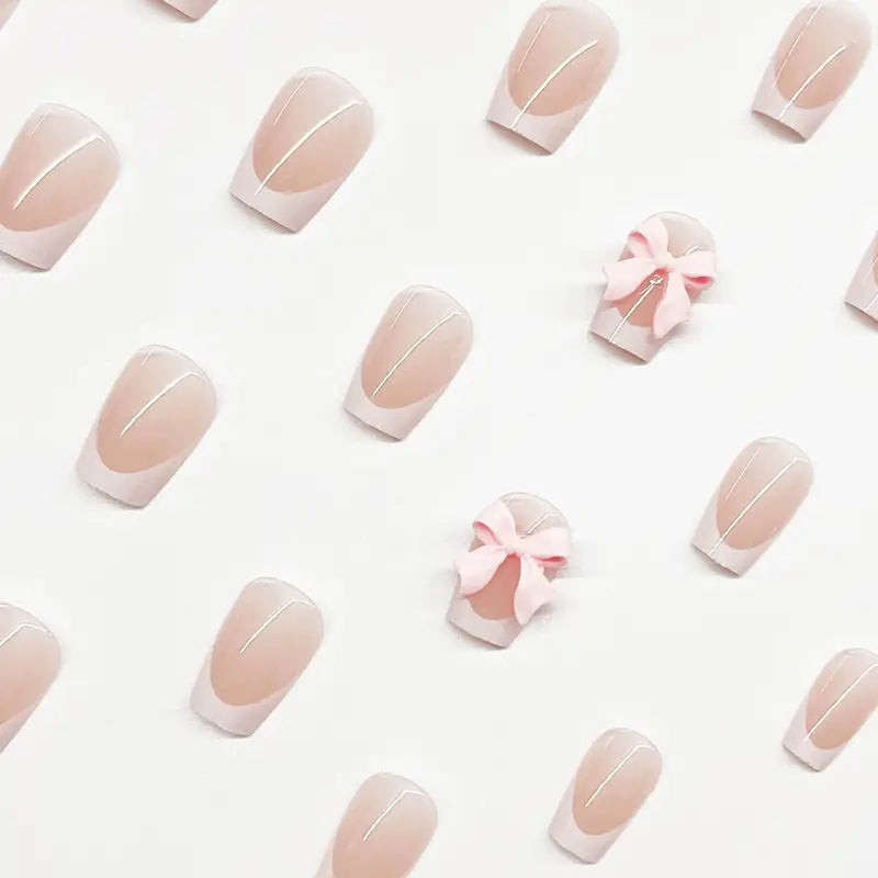 Charming Bow-Embellished Press-On Nail Art Bowlift