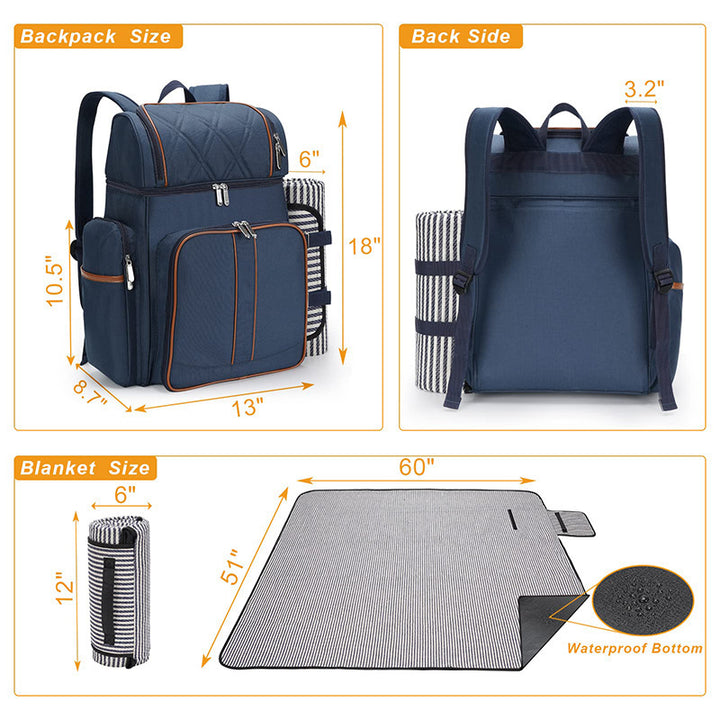 Picnic Backpack with Comprehensive Dish Set Bowlift