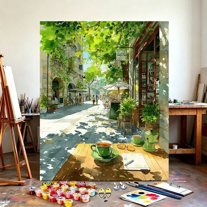 Urban Café Scene Canvas Art Print Bowlift