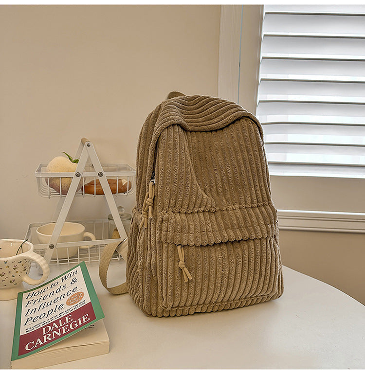 Corduroy Textured Travel Backpack