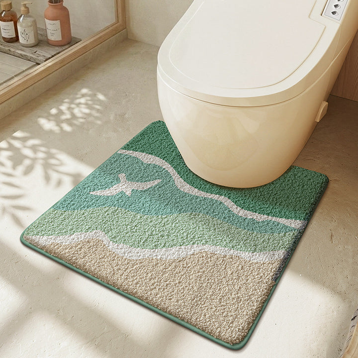 Ocean Wave Design Bath Mat Bowlift