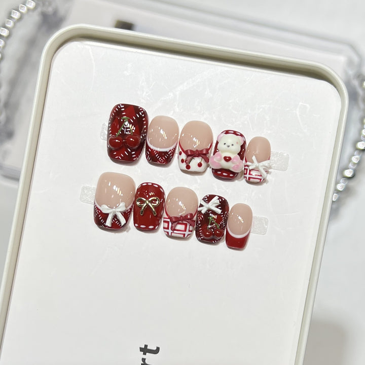 Whimsical Dessert-Themed Press-On Nail Art Set Bowlift