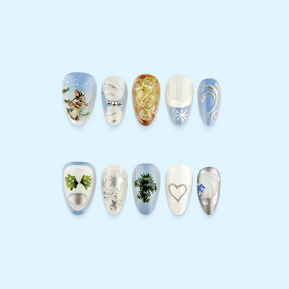 Creative Nail Design Set with Winter Motifs Bowlift
