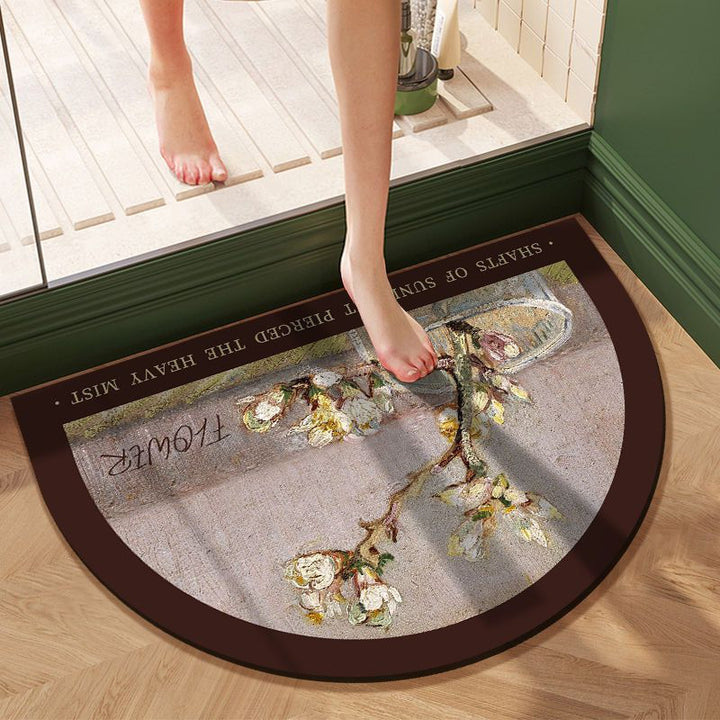 Artistic Floral Print Round Bath Mat