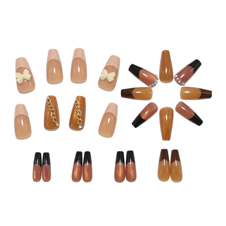 Glamorous artificial nails with glittering design and elegant embellishments Bowlift