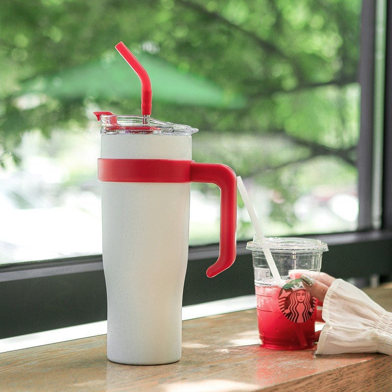 Women's insulated cup with straw and ergonomic handle Bowlift