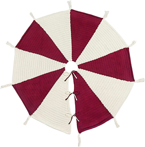 BowLift | Christmas Tree Bottom Decoration Red And White Tassel Knitted Christmas-tree Skirt