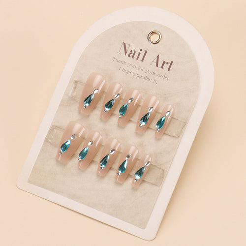 Premium Decorative Nail Art Tips with Gemstone Accents Bowlift