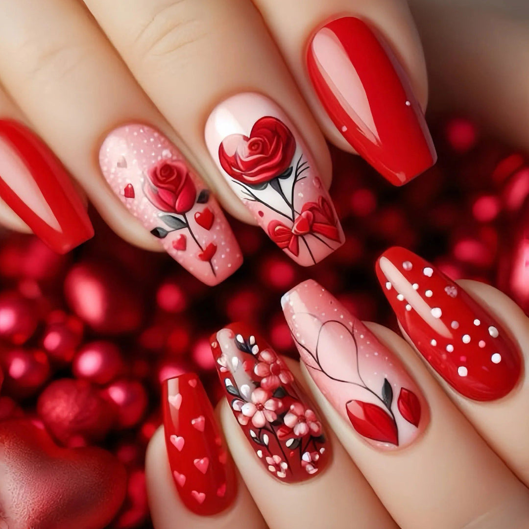 Floral Design Acrylic Nail Art Extensions Bowlift