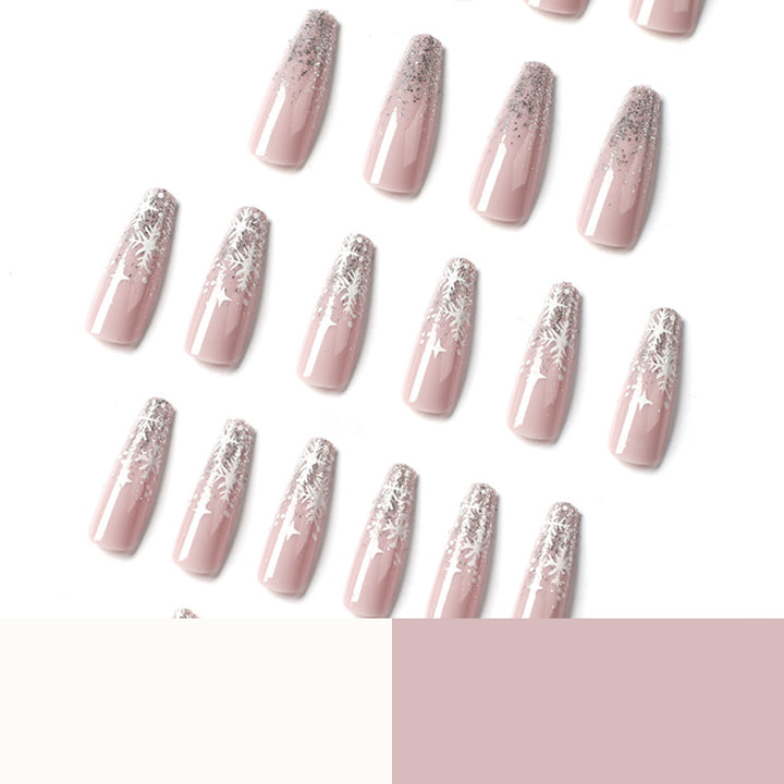 Artful nail art in winter design with glitter and snowflakes Bowlift