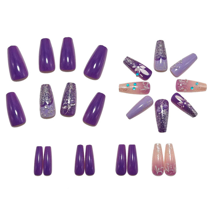 Artificial nails with floral glitter design Bowlift