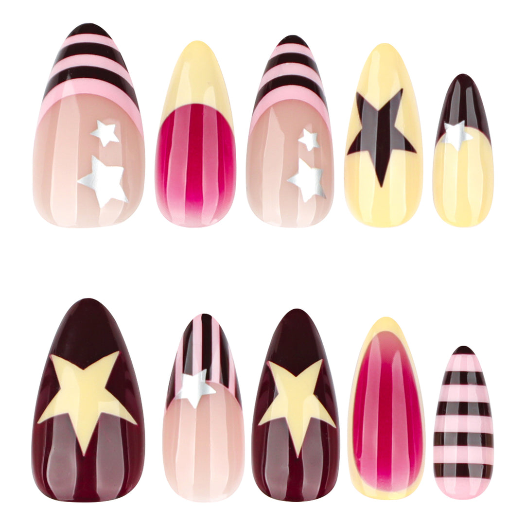 Creative Nail Art with Star Design Bowlift