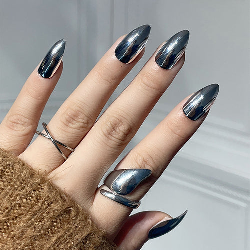 Long Pointed Press-On Nails with High Gloss Finish Bowlift